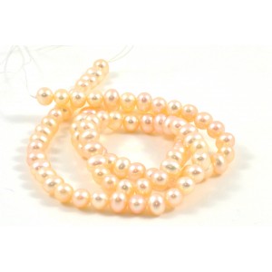 CULTURED FRESHWATER PEACH COLOR PEARLS SEMI ROUND 5MM